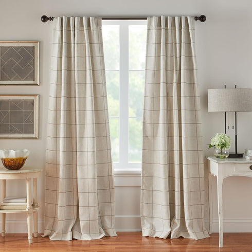 Elrene Home Fashions Brighton Windowpane Plaid Blackout Window Curtain, Living Room and