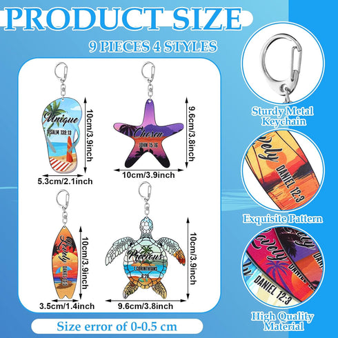 Bucherry 36 Pcs Beach Summer Party Favors, Wooden Surfboard Keychain Gifts for Hawaiian Luau