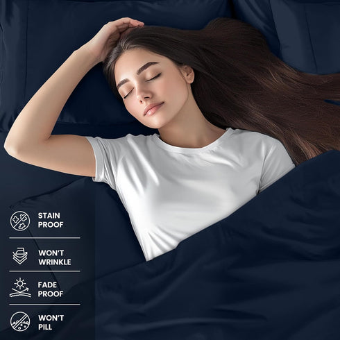 Utopia Bedding Twin XL Sheet Set, 3 Piece Microfiber Bed Sheets, Navy Blue, Includes Fitted, Flat Sheet, Pillowcase