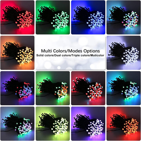 33ft 100 Dimmable Brizled Color Changing Christmas Lights, LED RGB Red White Blue Light String with Remote, Mini Light