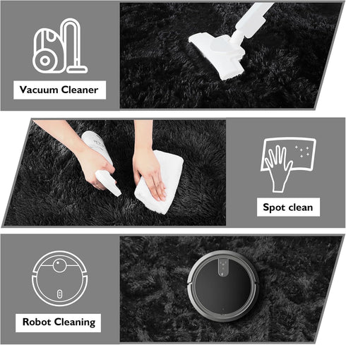 5x8,Black Shag Area Rug for Bedroom Fluffy Area Rugs for Living Room,Soft Fuzzy Rug Non-Shedding Indoor Plush Carpet
