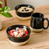 Hasense Ceramic Soup and Cereal Bowls, 20 OZ Set of 6, Stackable Bowls for Ramen, Salad, Microwave Safe, Black