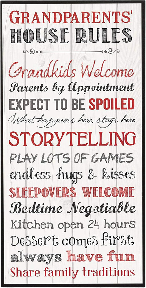 P. Graham Dunn Grandparents House Rules Wall Art Sign Plaque, 12 x 6 White