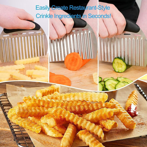 Qoarxui 2PCS Large Crinkle Cutters, Heavy Duty Stainless Steel Crinkle Cutter with Ergonomic Non-Slip Handle