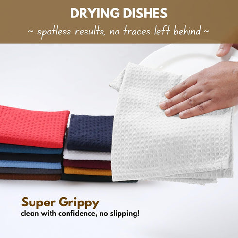 16x26 inches, 4-Pack, Native Fab Cotton Kitchen Towel with Hanging Loop Waffle Weave Kitchen Towels for Cleaning