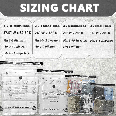 SUOCO 20 Combo Vacuum Storage Bags with Electric Pump, Compression Airtight Seal Bags for Clothing and Pillows