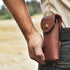 Folding Chef Knife with Leather Pouch, 4.8” Ultra Sharp 440A Stainless Steel Blade, Natural Olive Handle for Outdoor