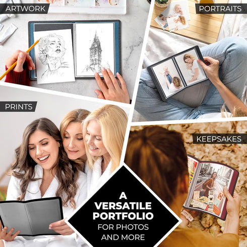 Dunwell Small Photo Album 5x7 (2-Pack, Ruby), 5 x 7 Photo & Art Portfolio Book, 24 Sleeves, 48 Pages for Professional