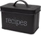 AuldHome Farmhouse Enamelware Recipe Box (Black) for 4 x 6 Inch Recipe Cards