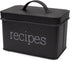 AuldHome Farmhouse Enamelware Recipe Box (Black) for 4 x 6 Inch Recipe Cards