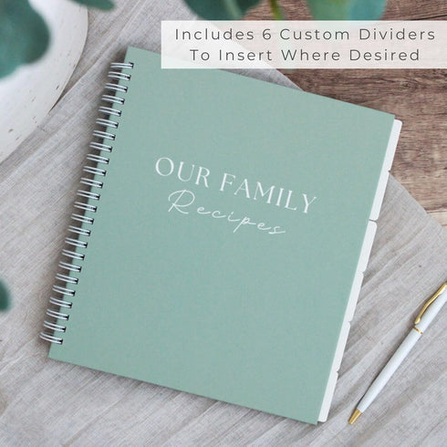 Recipe Book To Write In Your Own Recipes with 6 Custom Dividers - Blank Spiral DIY Personalized Family Cookbook Journal