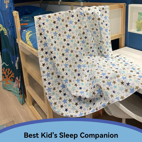 40 60 (101.6 152.4 cm) Kids Throw Blanket Soft Cotton Toddler Blanket with Blue & Gray Stars Pattern, Breathable