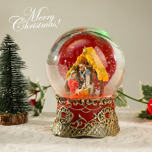 Christmas Snow Globe Christmas Nativity Sence Color Changing Lighted Musical Water Globe Nativity Sence Decor Battery
