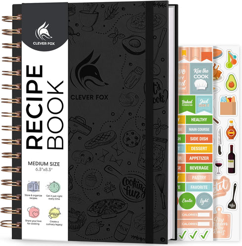 Clever Fox Recipe Book Spiral: Make Your Own Family Cookbook, Blank Recipe Notebook Organizer, Medium Size, Hardcover