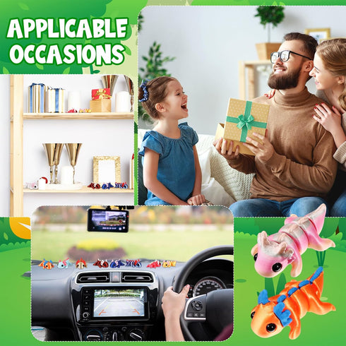 Honoson 12 3D 3D Display(5-7cm,Axolotl) Pcs Printed Animal Fidget Mini Animal Flexible Cute Articulated Small Stress