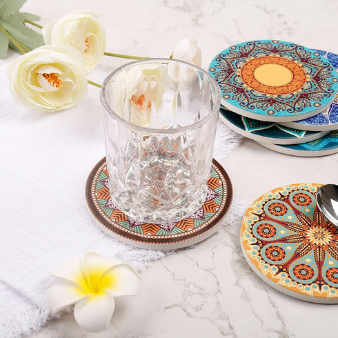 Set 6 LogHog Stylish and Functional Drink Coasters - of Coasters for Coffee Table, Absorbent Coasters for Drinks