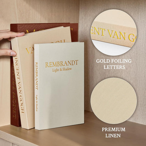 Set 3 JARLINK Aesthetic Decorative Books, of Linen Faux Books for Coffee Table, Bookshelf or Mantle Decor, Stylish Book