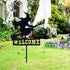 Whaline Halloween Welcome Sign with Stake, Spooky Witch on Broom Door Hanger, Black Witches Silhouette Garden Stakes