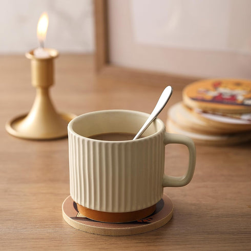 JINLIFA Set 6, Set 4 4 0.27 Inches Coasters of Natural Bamboo Cute Drink Cup Coasters for Modern Home Decor and Coffee