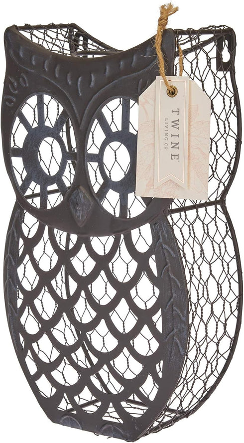 Twine Wise Owl Cork Holder - Decorative Wine Cork Storage and Decor, Set of 1, Rustic Bronze Finish