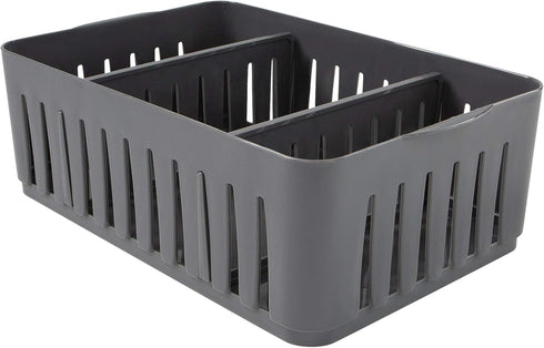 Simplify 3 Compartment Stackable Bin with Adjustable Dividers, Drawer Organizer, Storage Basket for Office, Desk