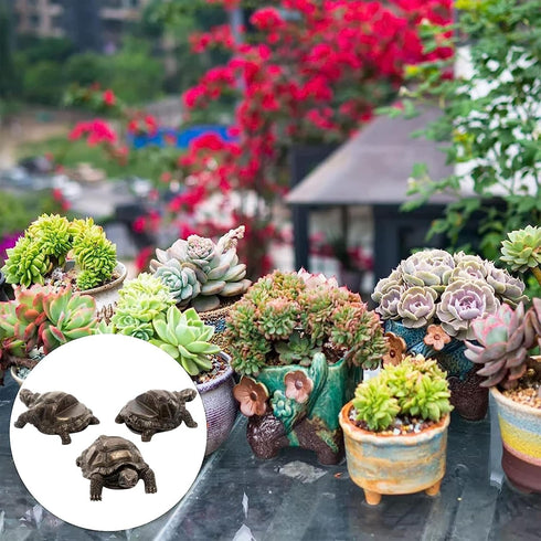 DecoVista 3Pcs Tortoise Resin Pot Decorative Feet, Plant Pot Support Feet for Outdoor, Animals Statue Pot Base Planter