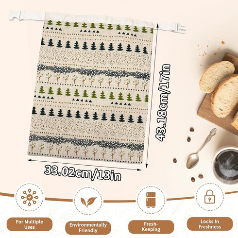 Coizyoe Bags-17"x13" 2Pack Reusable Beeswax Bread Large Bread Bags for Sourdough & Homemade Cloth BreadBags Keeps Fresh