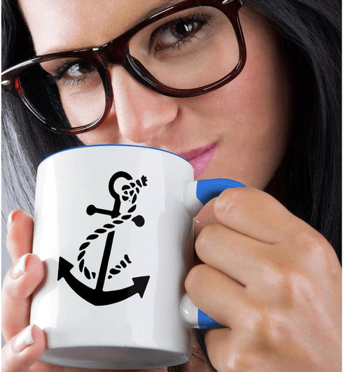 3dRose mug_56050_6 "Ships Anchor" Two Tone Blue Mug, 11 oz, Multicolor