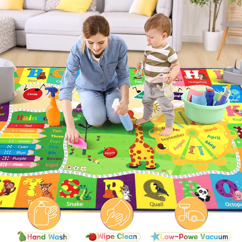 3x5 Chicrug Educational Kids Area Rug for Playroom, TPR Non Slip Kids Classroom Carpet Rug for Learning ABC Animal