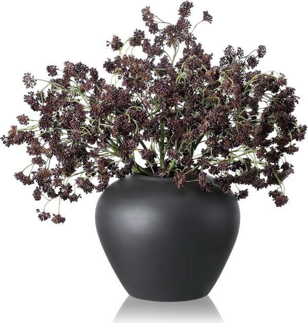 Thiccywoov 6 Pcs Plum Faux Berry Stems Artificial Dusty Sedum Berry Stems Picks