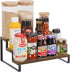 Giikin 3-Tier Spice Rack, 13.8 Inch Wood Step Shelf for Countertop Spice Storage, Kitchen Pantry Organizer with Metal