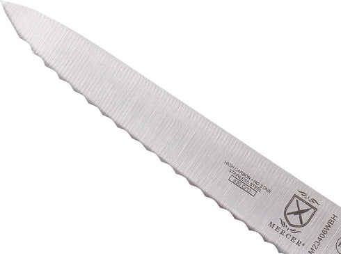 Mercer Culinary M23406WBH Millennia Utility Knife, 6-Inch Wavy Edge, White Handle