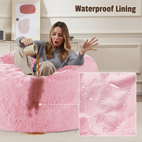 Bean Bag Cover (No Filler), Soft Faux Fur Stuffed Animal Bean Bag Storage Only Cover, Fluffy Plush Bean Bag Chair Cover