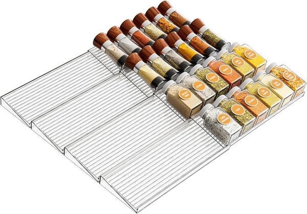Yieach 8 Pack Adjustable In Drawer Spice Organizer - Expandable From 11'' to