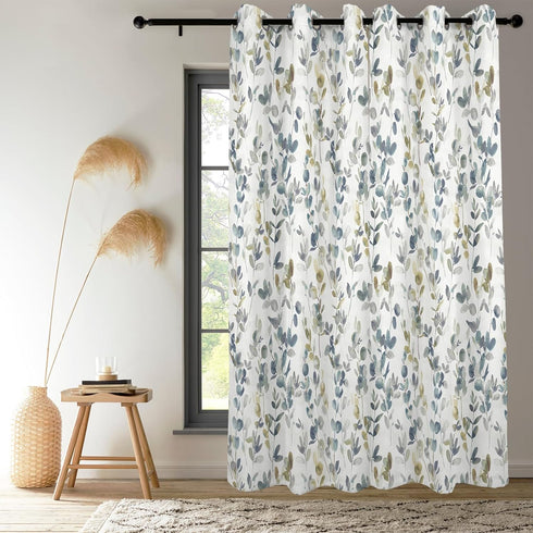 84" 42" 2 Set Renaiss Botanical Herbs Blackout Curtains, Vintage Eucalyptus Leaf Thermal Insulated Bedroom Window