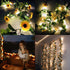 2 Pack 8.8FT Artificial Sunflower Garland with 100 LED Fairy String Lights, Faux Sunflowers Hanging Plant for Indoor,