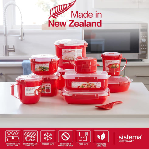 Set 2.6L, 915ml 2 Count Sistema Microwave Rice Cooker & Round Microwave Food Container | | Food Containers