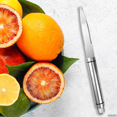 Grapefruit Knife with Curved Serrated Blade, Small Kitchen Cutter for Fruit Slicing, Stainless Steel Knife