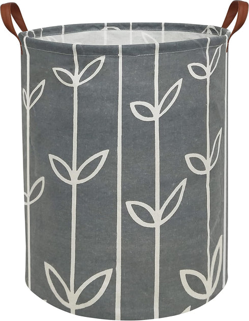 HIYAGON Large Waterproof Storage Baskets - Collapsible Canvas Basket for Kids Room, Toy Organizer, Home Decor (Grey