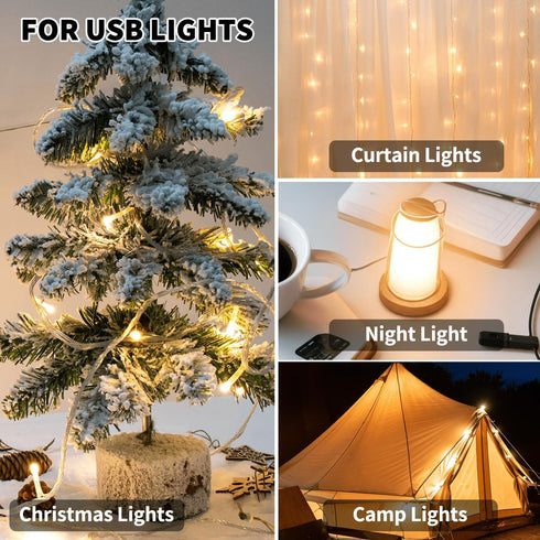3 5V USB Female Socket AA Battery Case White Battery Box Holder for USB LED Strip Lights Fairy String Lights Curtain