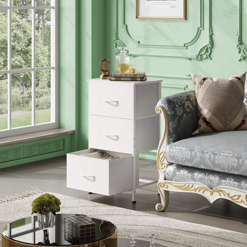 3 Closets, WLIVE Nightstand with Drawers, Fabric Dresser, Organizer Unit, Storage Dresser for Bedroom, Hallway