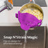 Kitchen Gizmo Snap N Strain Pot and Pasta Strainer - Adjustable Silicone Clip On Strainer for Pots, Pans, Bowls, Purple