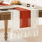 ZeeMart Macrame Style Bicolor Stitching Table Runner, 14 x 90 Inch Orange/Ivory,