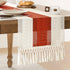 ZeeMart Macrame Style Bicolor Stitching Table Runner, 14 x 90 Inch Orange/Ivory,