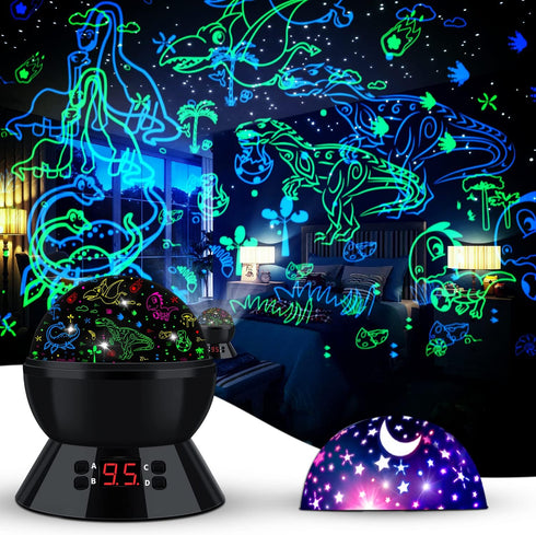 Dinosaur Night Light Projector for Kids, 360 Rotating Dino Projection Lamp Star