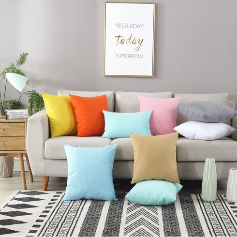 TAOSON Set of 2 100% Cotton Solid Canvas Decorative Throw Pillow Cover - Cushion Covers for Sofa Couch Bed Chair Only