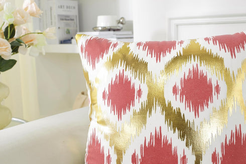 TAOSON Pack 4,Geometric Cozy 18 18 Inches, of Pattern Bronzing Printed Soft Throw Pillow Cases Cushion Covers Shells