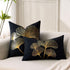 BONSTRAP 20x20 Set 2 Black Decorative Throw Pillow Covers Gold Line Ginkgo Cushion Covers Plant Leaf Velvet Modern