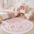 5ft Round Rug Washable Circle Rug Non Slip Low Pile Boho Floral Small Circular Rug for Bedroom, Bathroom, Entryway