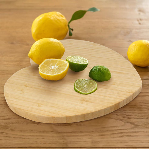 BambooMN Heart-Shaped Bamboo Serving and Cutting Board, 12" x 12" x 0.75" - 1 Piece